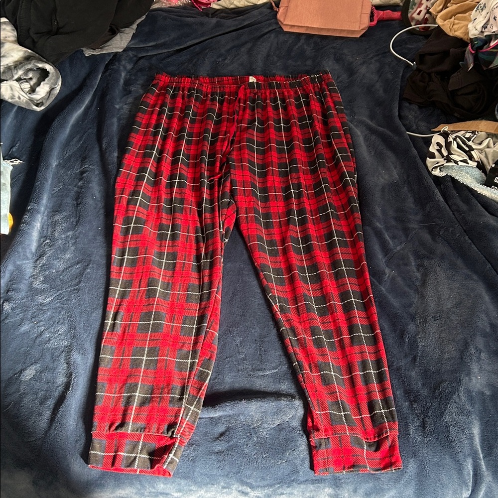 Croft & Barrow Red and Gray Plaid Pajama Pants